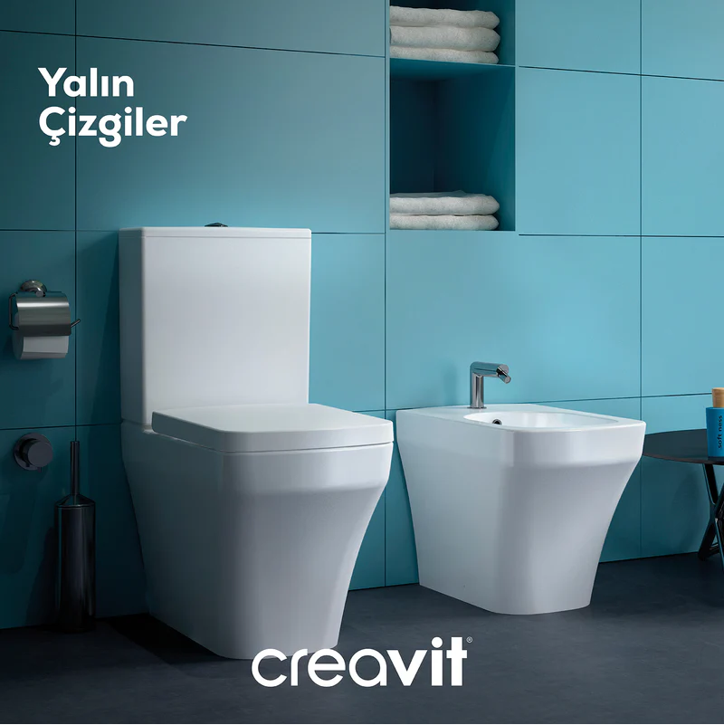 Creavit SO361 Solo Kanalsız Duvara Dayalı Klozet, Yavaş Kapanan Kapak ve İç Takım Set