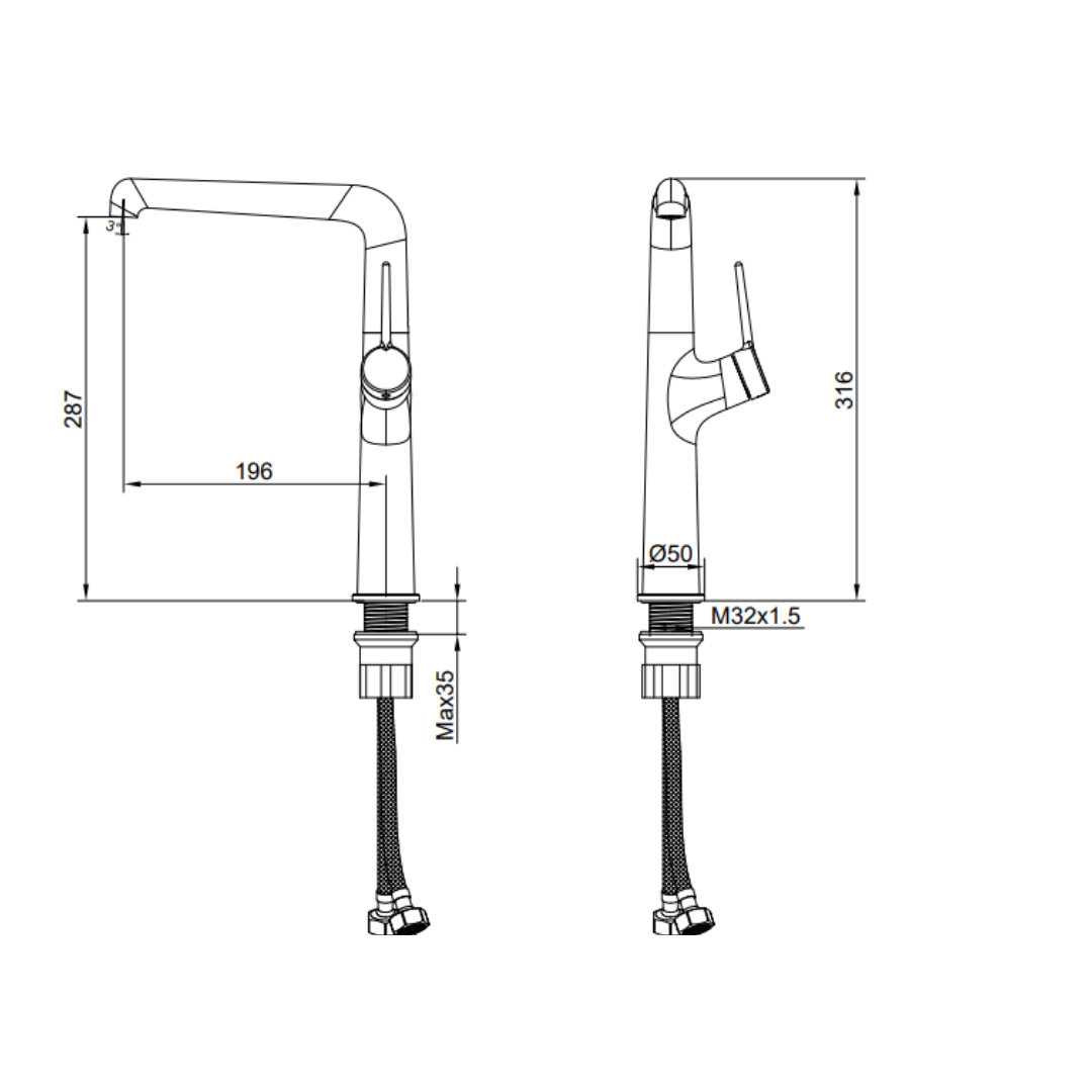 CREAVİT Flow Uzun Lavabo Çanak Bataryası Armatürü FL6500
