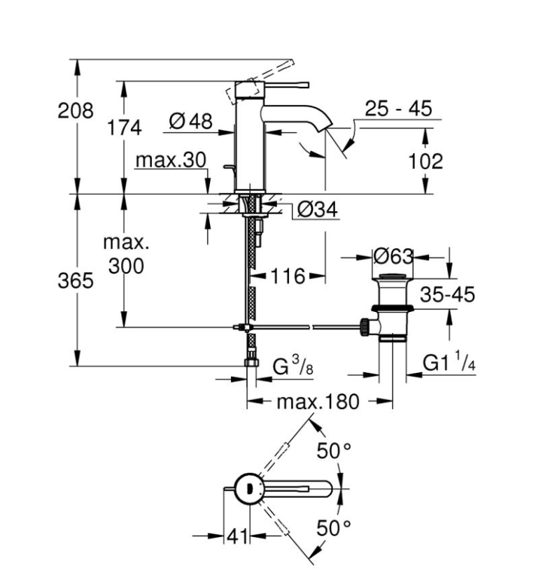 GROHE Essence Tek Kumandalı Lavabo Bataryası S - 24171001