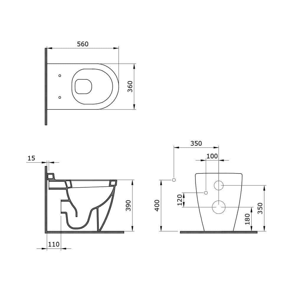 Bocchi 1528-006-0128 Venezia Rimless Tek Klozet ve Kapağı Mat Gri