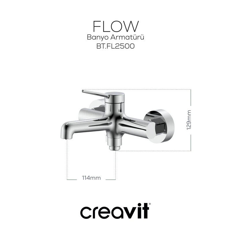 Creavit FL2500 Flow Banyo Bataryası Krom