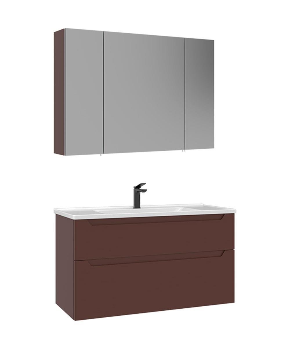 ORKA Messina 100 cm Banyo Dolap Takımı Mat Kırmızı