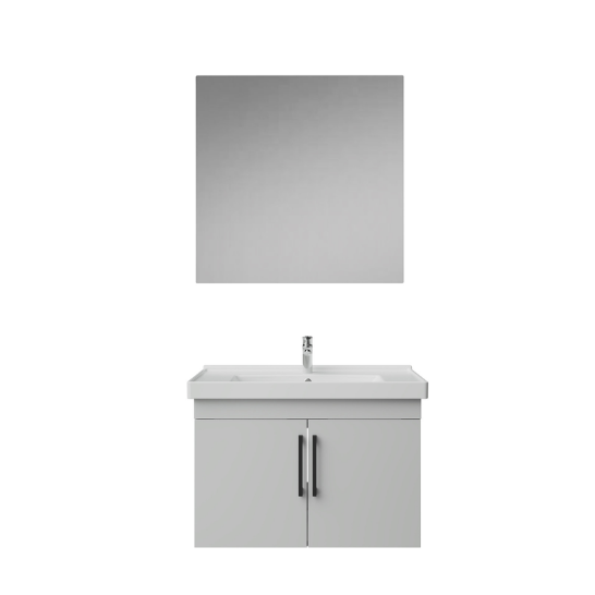 Creavit D20 Kapaklı Lavabo Dolabı Düz Ayna Takımı Beyaz 80 cm