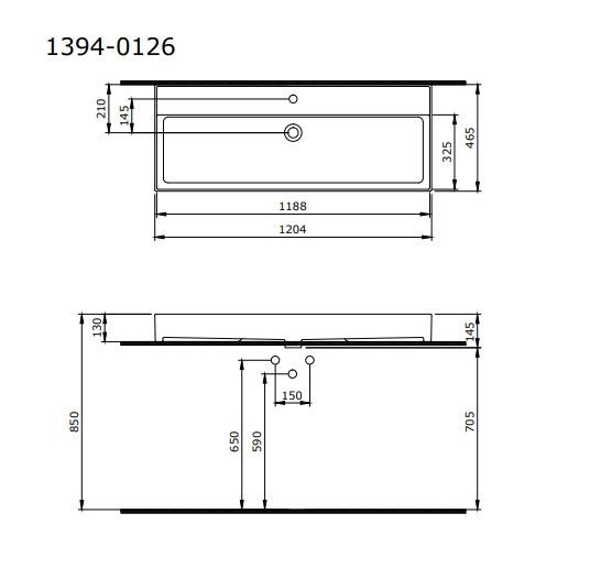 Bocchi Milano Etajerli Lavabo 120 Cm Parlak Beyaz 1394-001-0126