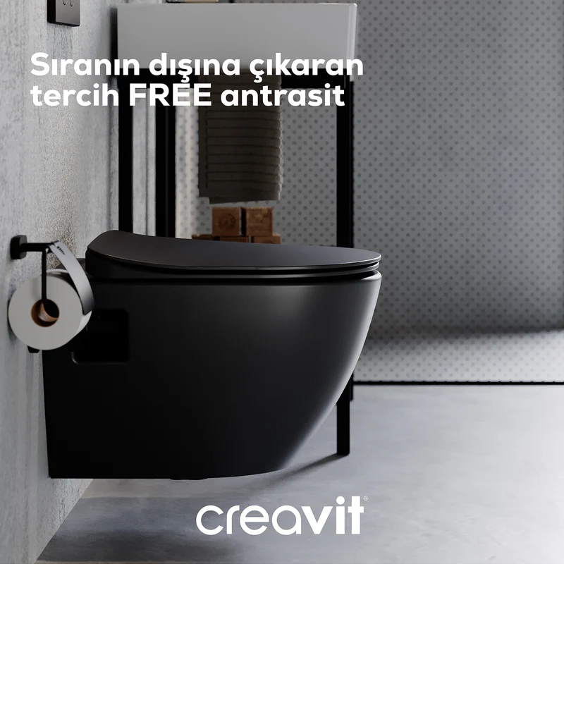 Creavıt FE320 Free Asma Klozet ve Yavaş Kapanan Kapak Mat Antrasit