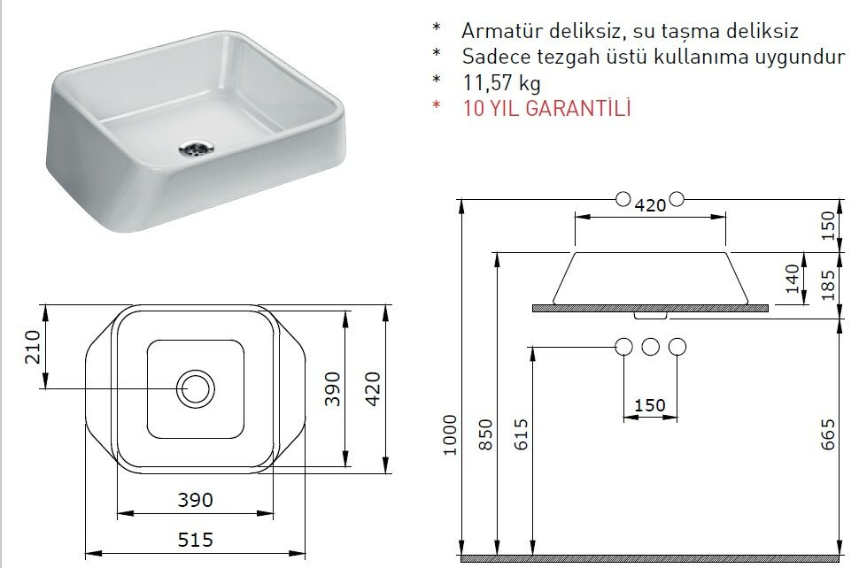 Bocchi Firenze Çanak Lavabo Bisküvi 1005-014-0125