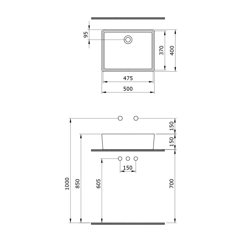 Bocchi Milano Çanak Lavabo 50 cm Gri 1215-006-0125