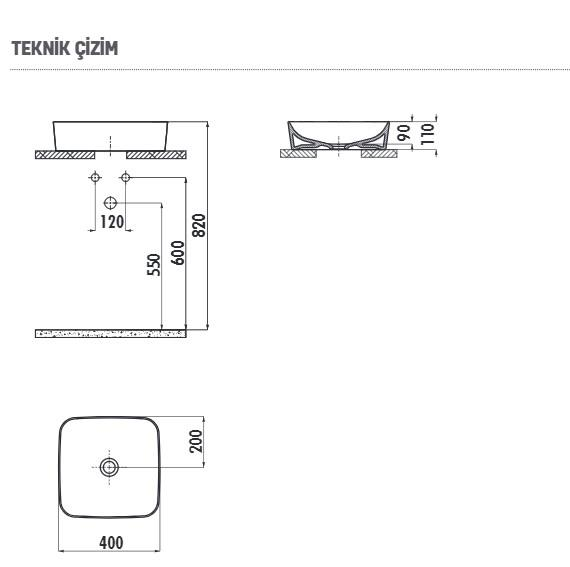 Creavit UL040 Ultra Kare Çanak Lavabo 40 cm Mat Beyaz