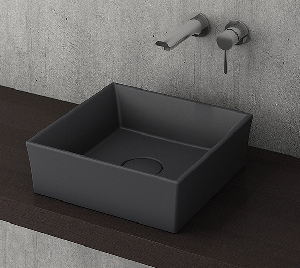 Bocchi Vessel Tezgah Üstü Lavabo 38x38 cm Antrasit 1173-020-0125