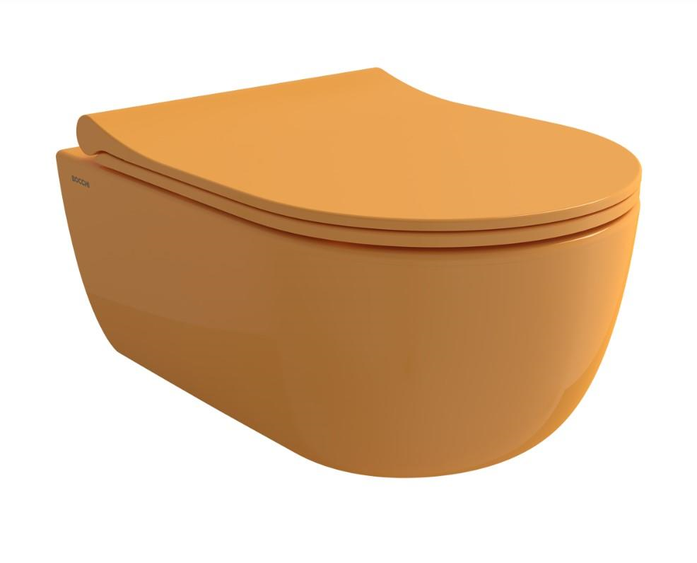 Bocchi 1417-021-0128 V-Tondo Rimless Kısa Asma Klozet ve Kapağı P.Mandalina Sarısı