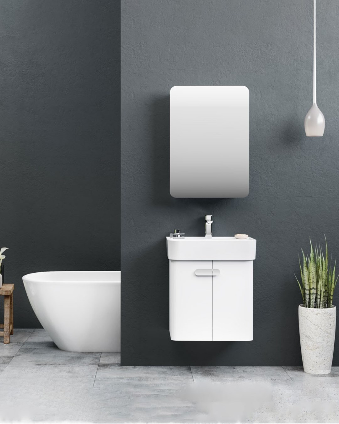 Orka Orbit 55 CM Banyo Dolabı Takımı Parlak Beyaz