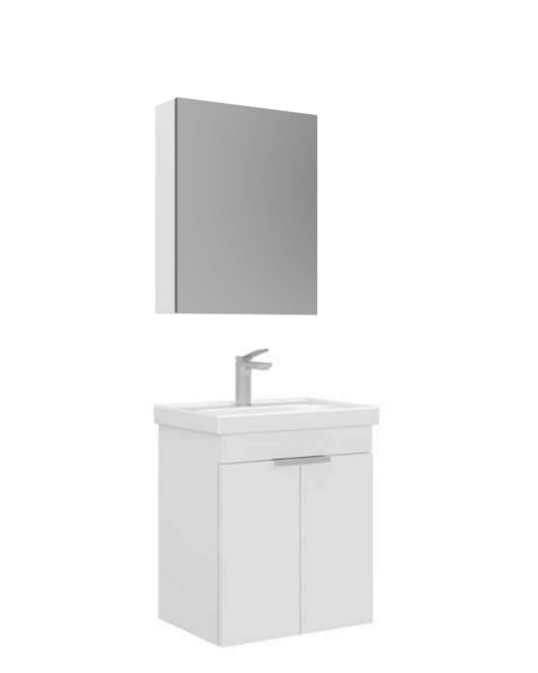 Orka Desna 50 cm Asma Banyo Dolabı Set, Düz Ayna 