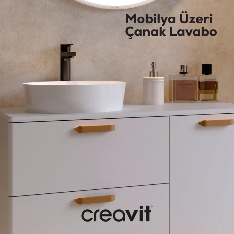 CREAVİT LP140 Loop Yuvarlak Çanak Lavabo Ø40 cm