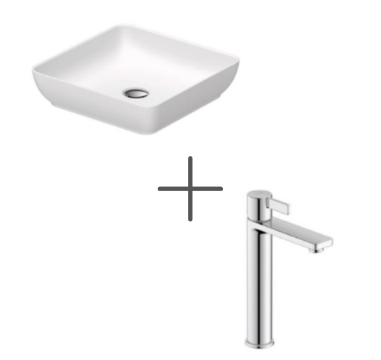 Duravit Sivida Çanak Lavabo 40 cm Mat Beyaz Ve  D-Neo Lavabo Bataryası, Large