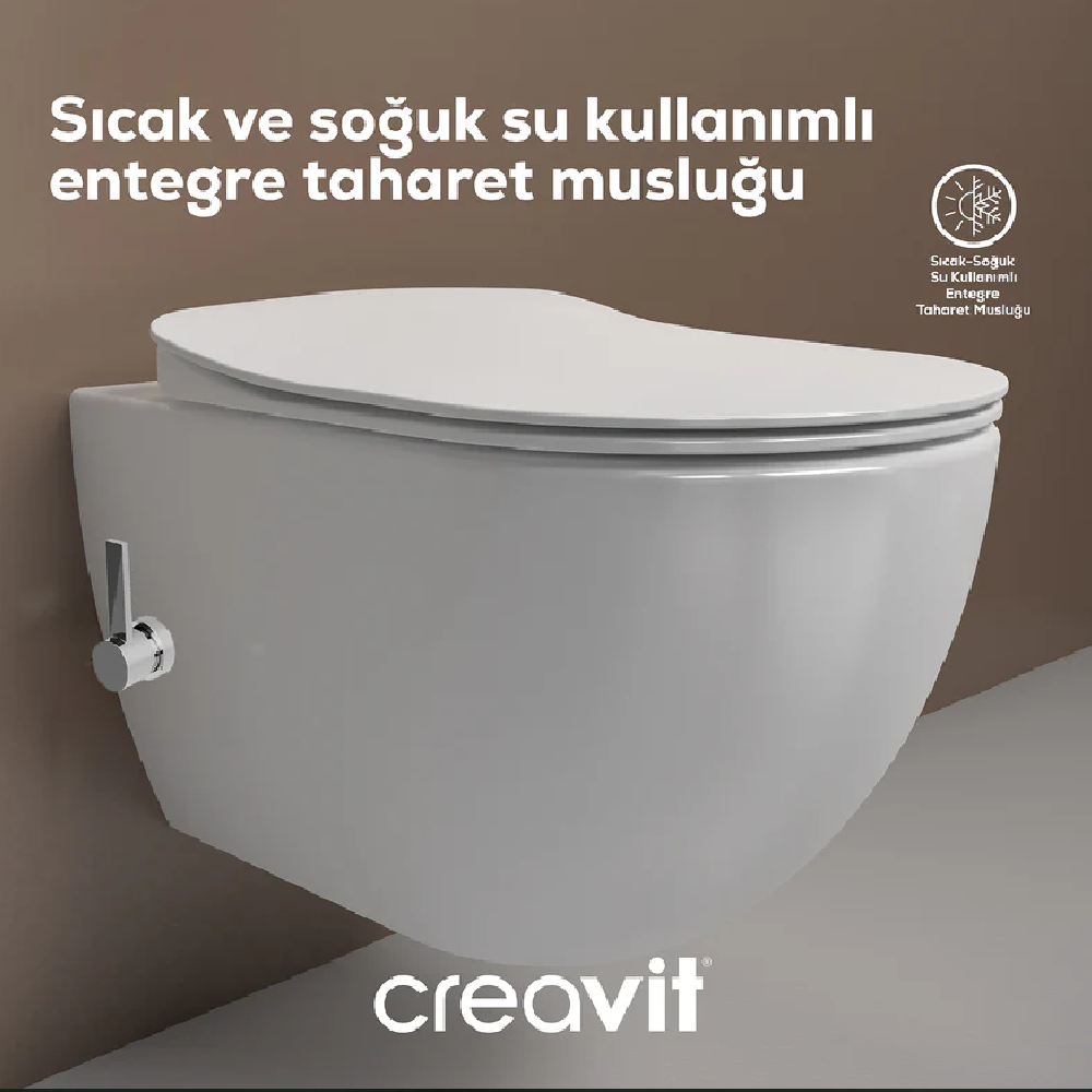 Creavit FE322 Free Rim-Off Kanalsız Asma Klozet Entegre Taharet Musluklu (Sıcak + Soğuk)