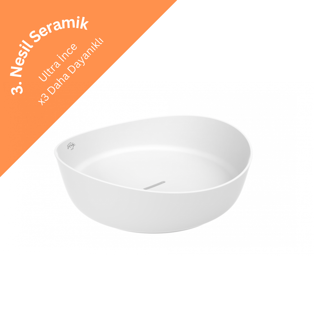 Creavit RB140 Ruby Tezgah Üzeri Lavabo Ø40 cm İnci Mat Beyaz