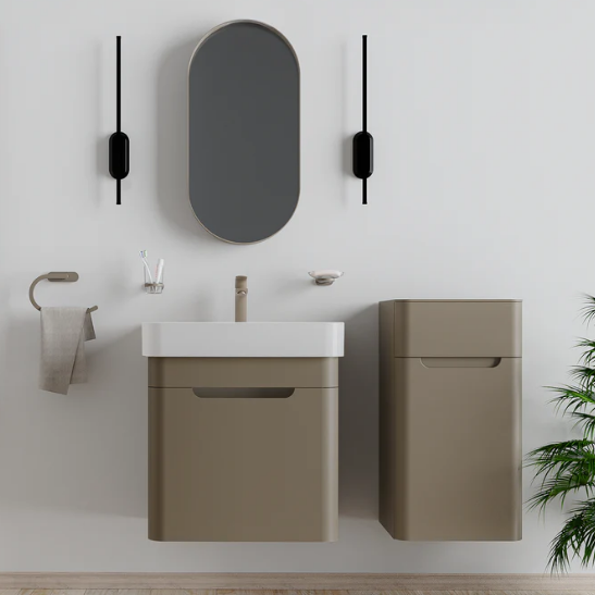 Creavit CO0060.42 Colorit Çekmeceli Lavabo Dolabı 60 cm Ve Oval Ayna Cappuccino