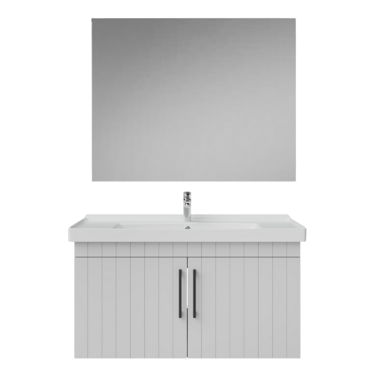 Creavit D20 Kapaklı Lavabo Dolabı Düz Ayna Takımı Beyaz Lake 100 cm