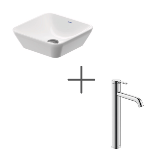 Duravit D-Neo 40 cm kare Çanak Lavabo Ve  C.1 Lavabo Bataryası XL