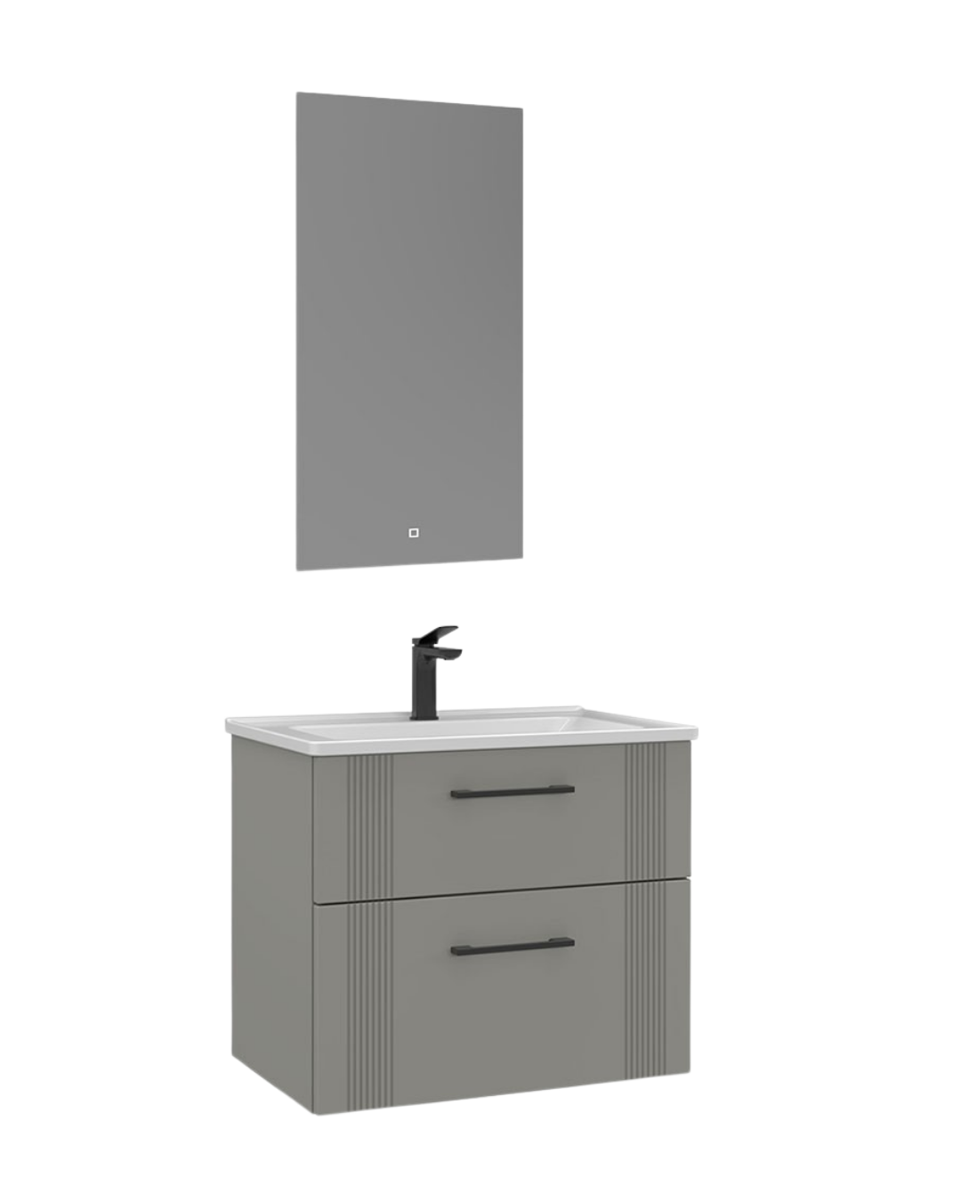 Orka Bari 85 cm Banyo Dolabı Takımı Led Aynalı Mat Kaşmir