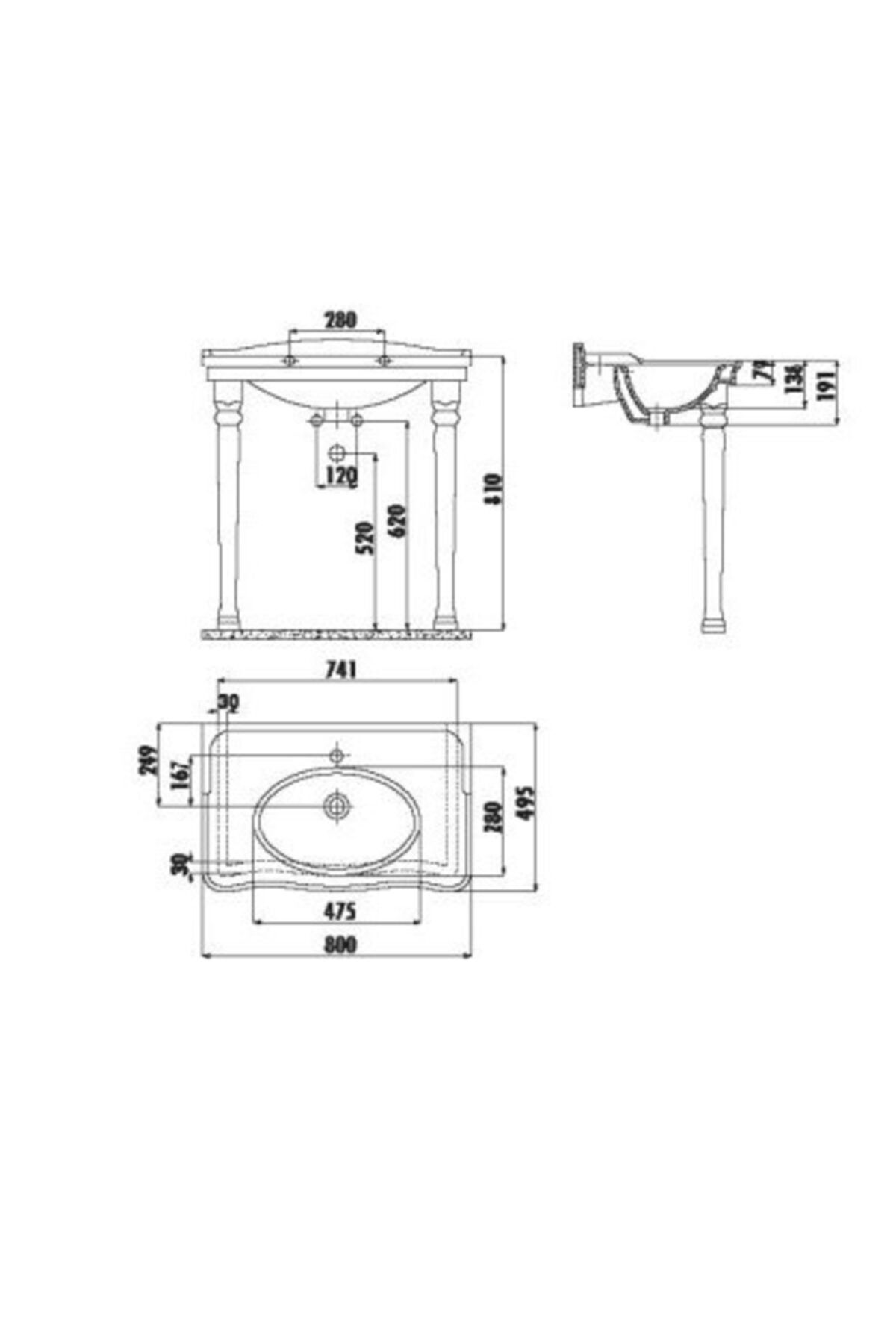 Creavit An080+kl270 Antik Lavabo Ayak 50x80 Cm Beyaz