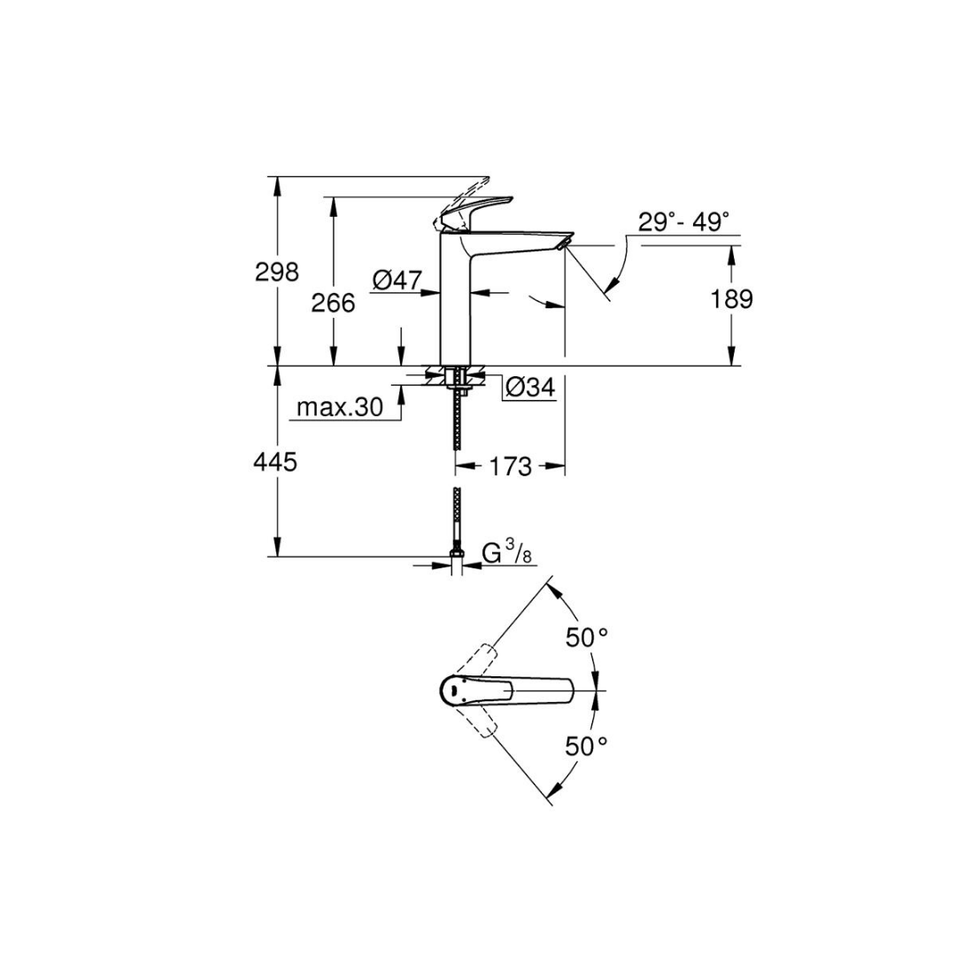 Grohe Eurosmart Tek Kumandalı Lavabo Bataryası Xl-Boyut 23971003
