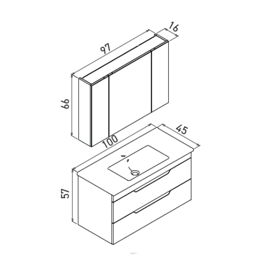 Orka Lena 100 cm Ayna Dolaplı Çekmeceli Banyo Dolabı Takımı Beyza 