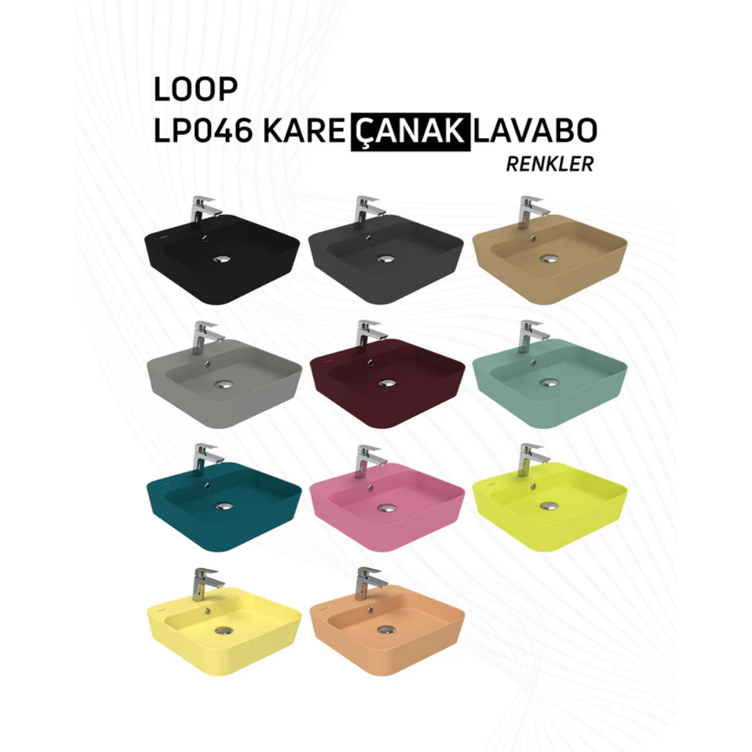 Creavit LP046-00MT00E-0000 Loop Kare Çanak Lavabo - Mint