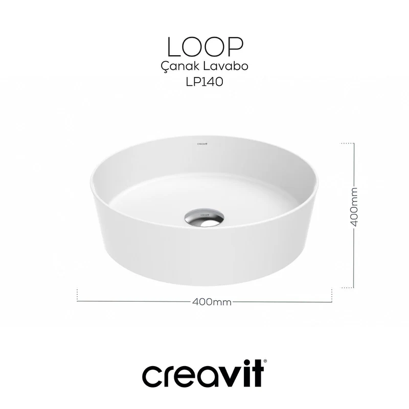 CREAVİT LP140 Loop Yuvarlak Çanak Lavabo Ø40 cm