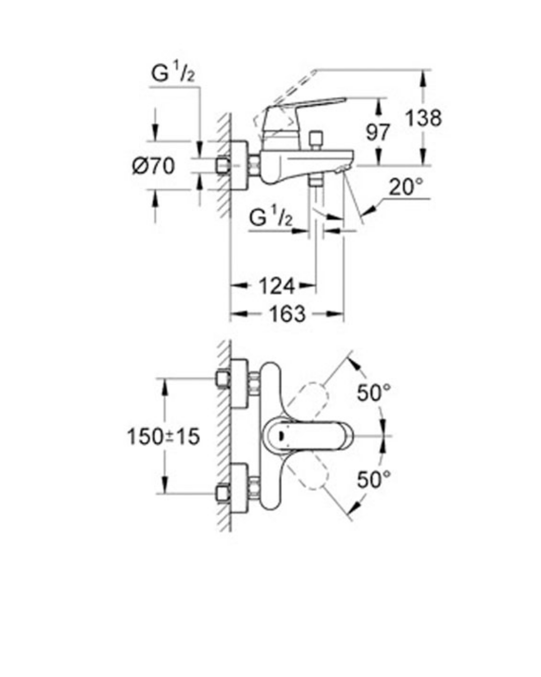 Grohe Eurocosmo Tek Kumandalı Banyo Bataryası 32831000