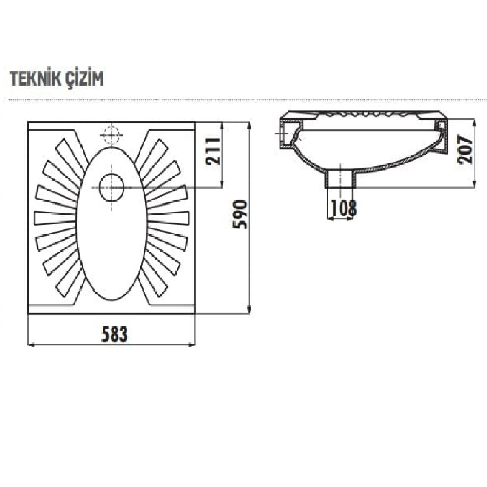 Creavit TP595 Omega Çevre Yıkamalı Tuvalet Taşı 60X60 cm Beyaz