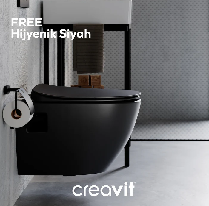 Creavit FE322-00SM00E-0000 Free Rim-Off Asma Klozet Mat Siyah