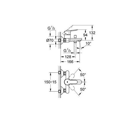 Grohe 23605000_27389002 BauEdge Banyo Bataryası ve New Tempesta Sistem 200 Duş Sistemi