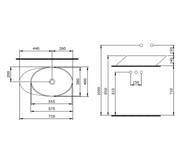 Bocchi 1013-027-0125 Vessel Yatay Çanak Lavabo 72 cm Mat Yeşil