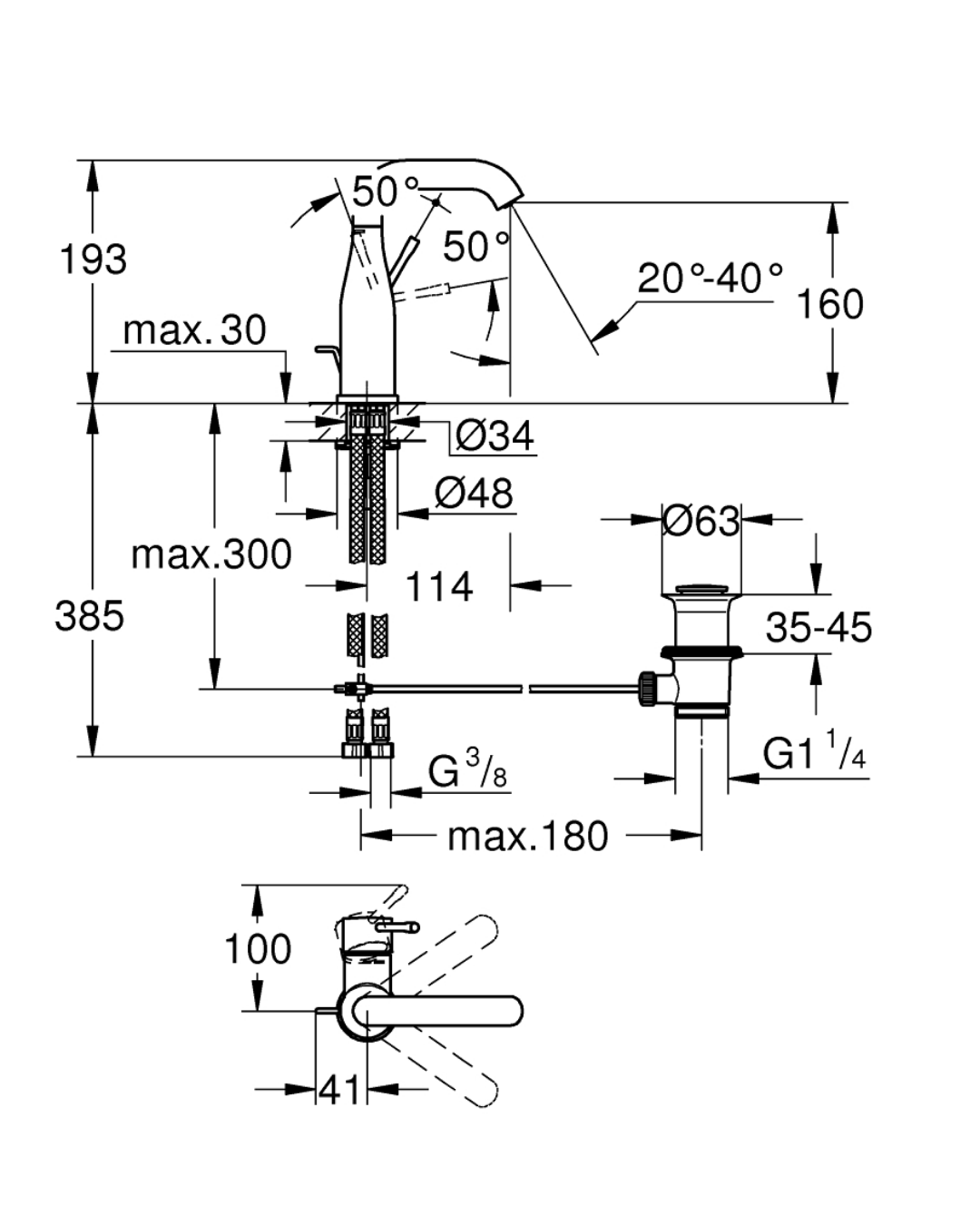 Grohe Essence Tek Kumandalı Lavabo Bataryası M - 24173001