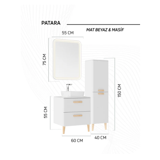 Creavit Patara Banyo Dolabı Takımı 60 cm