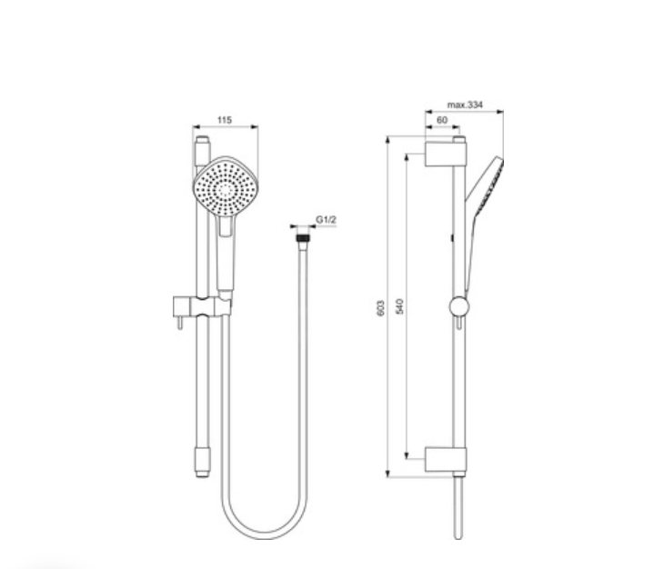İdeal Standard B2234AA Idealrain Evo Sürgülü Duş Seti 115mm-Chrome-Diamond-60cm Sürgü 