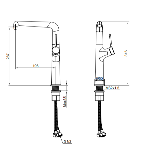 Flow Uzun Lavabo Armatürü Brush Altın FL6500BG