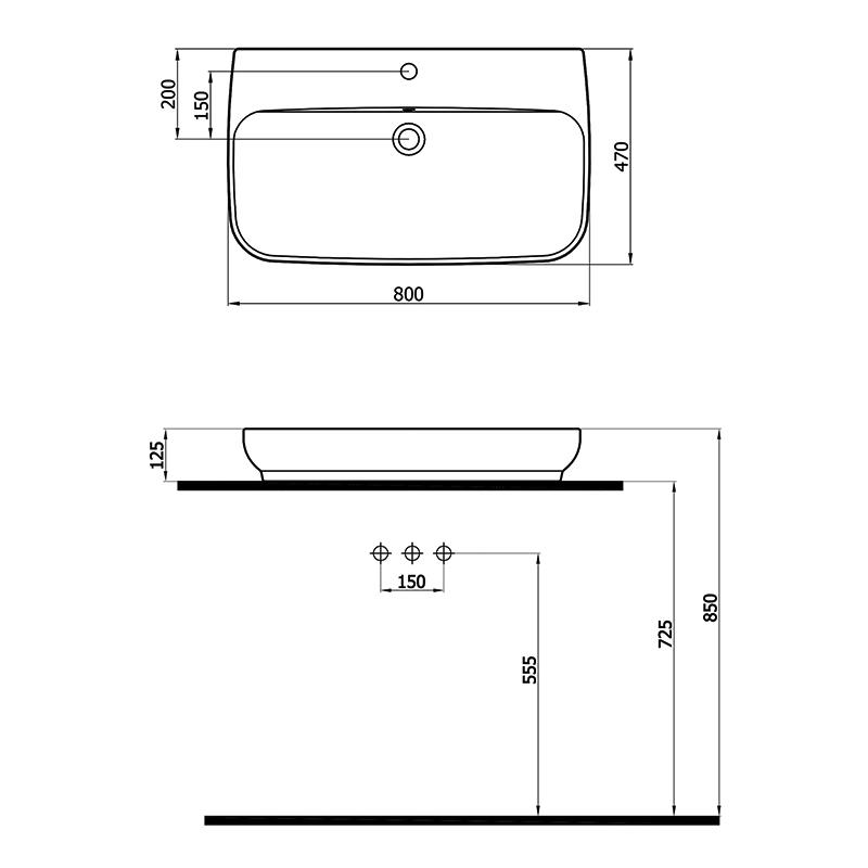 Newarc 503080 Exen Batarya Delikli Lavabo