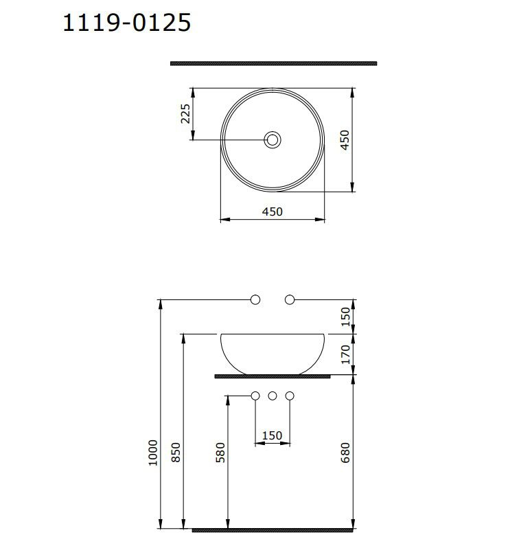 Bocchi VENEZIA ÇANAK LAVABO 45 CM PARLAK SİYAH 1119-005-0125
