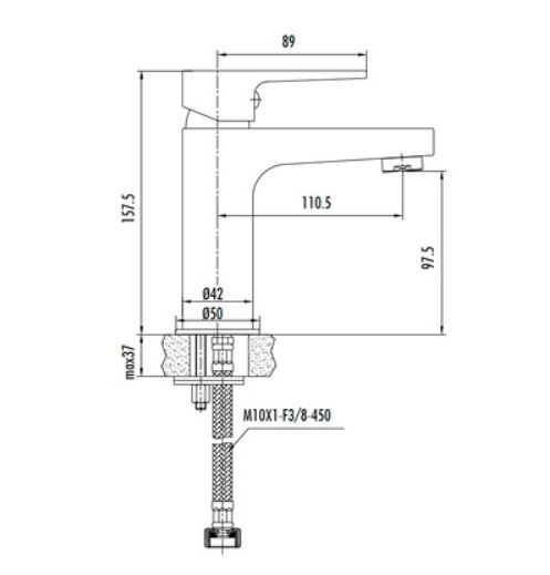 CREAVİT Sharp Mat Siyah Lavabo Bataryası SR1500S