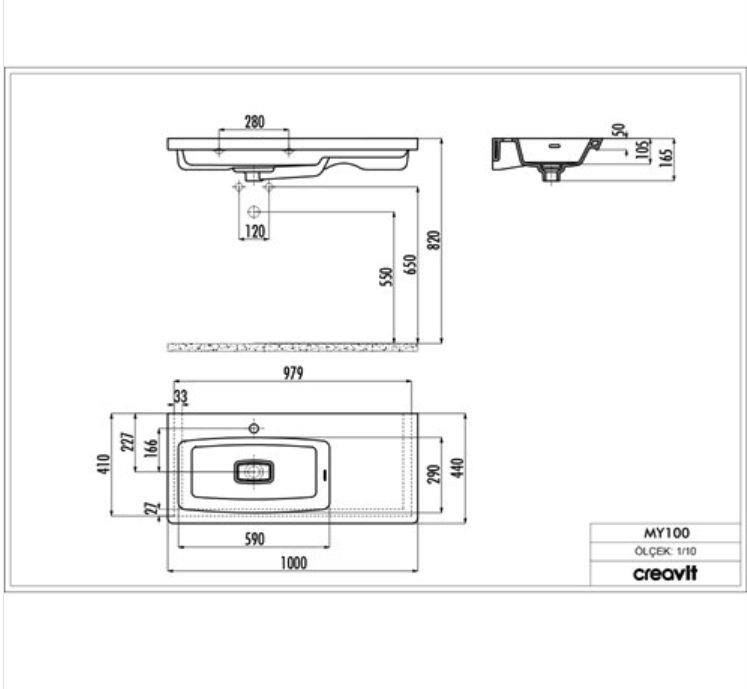CREAVİT MY100 Memory 100 cm Etajerli Dolap Uyumlu Lavabo