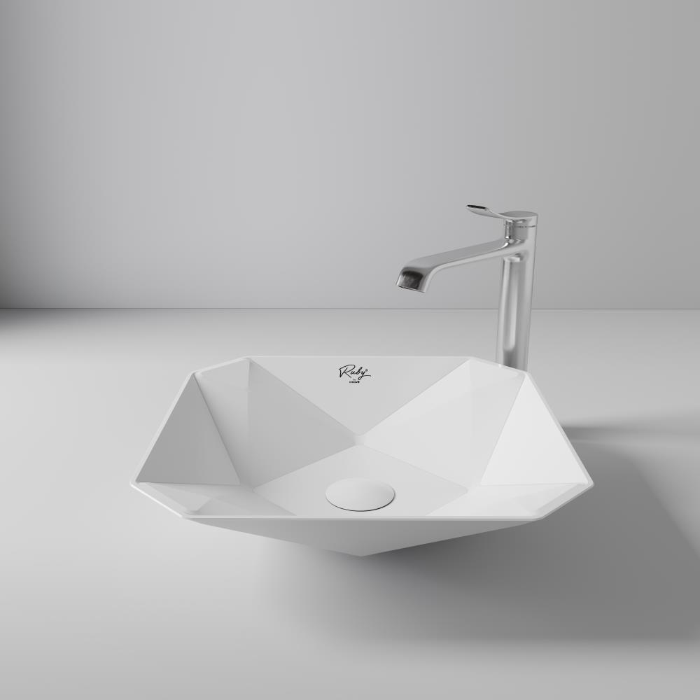 Creavit RB040  Ruby Tezgah Üzeri Lavabo 40x40 cm Parlak Beyaz