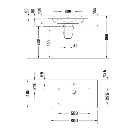 Duravit 23998000002 D-CodeEtajerli Lavabo 80 cm