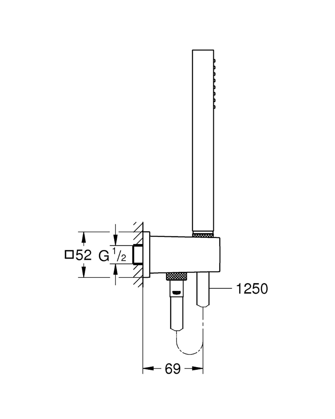 Grohe Su Çıkış Dirsekli El Duş Seti Euphoria Cube Krom