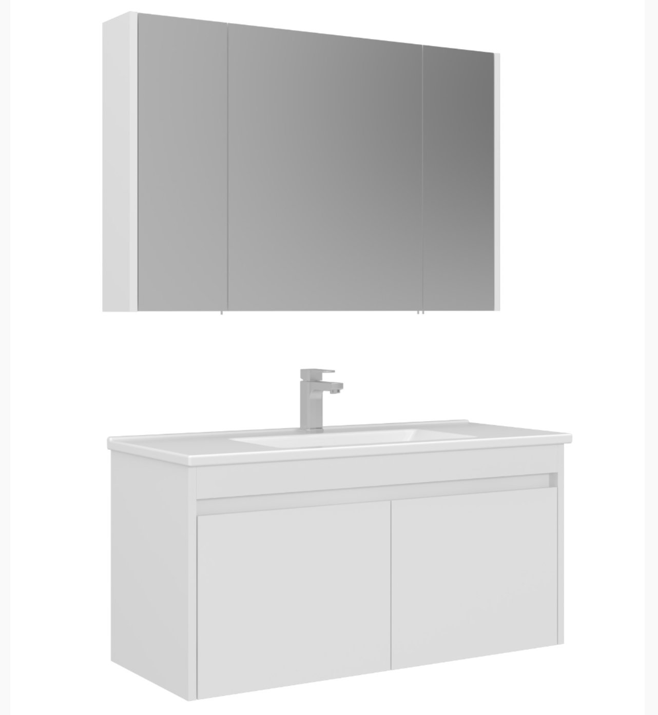 Orka Arno Kapaklı 100 cm Banyo Dolabı Takımı Parlak Beyaz