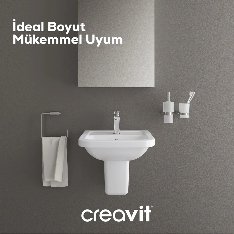 Creavit KY050 Key Yarım Ayak Köşeli Lavabo 40*50 cm