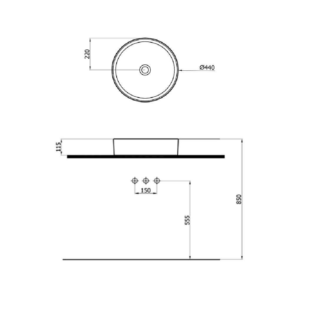 Newarc MİT.L.044  Mittes Tezgah Üstü Lavabo Beyaz 
