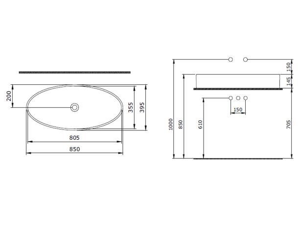Bocchi 1014-002-0125 Vessel Elips Çanak Lavabo 85 cm Mat Beyaz