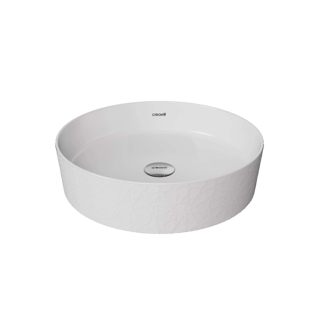 Creavit LP140 Loop Yuvarlak Çanak Lavabo Ø40 cm Selçuklu Rölyef Uygulamalı